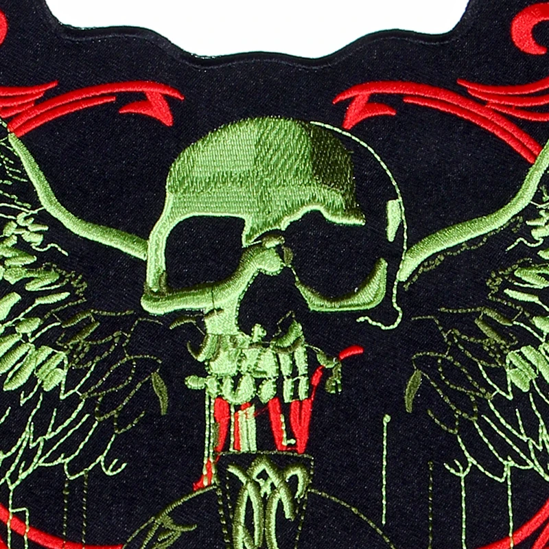 Flying Skull  Large Embroidery Patches For Clothing Emblem Applique Jacket Back Vest Biker Clothes Garment Accessories Sew On