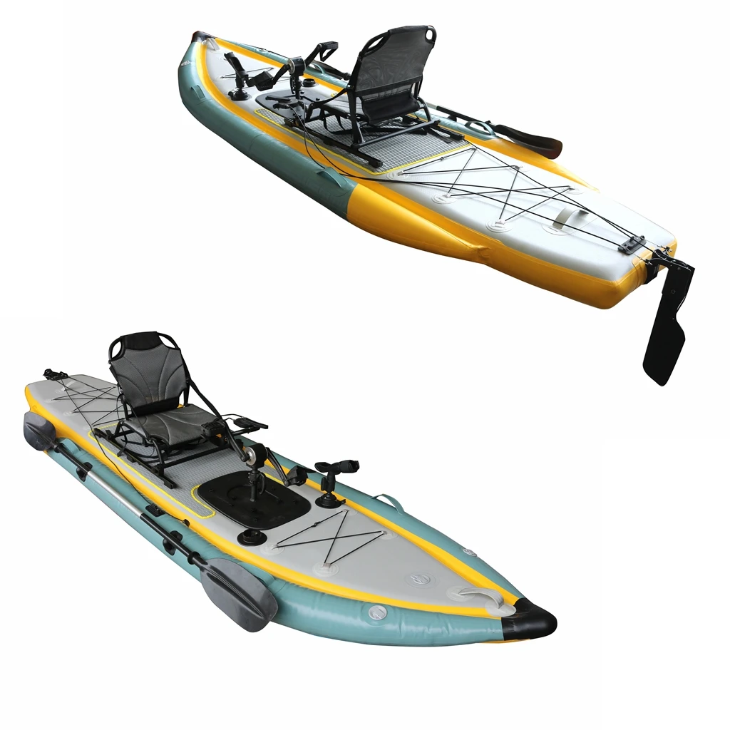 

Hot Selling 12 Foot Inflatable Kayak One-Person Sea Fishing Sport With Two-Pedal System Fins Propeller Pedal Drive