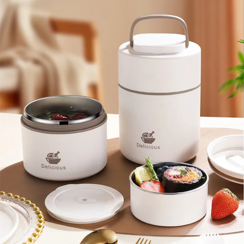 1300ml Double Layer Stainless Steel Thermal Lunch Box With Bag Portable Breakfast Picinc Bento Box Adult Student Food Container