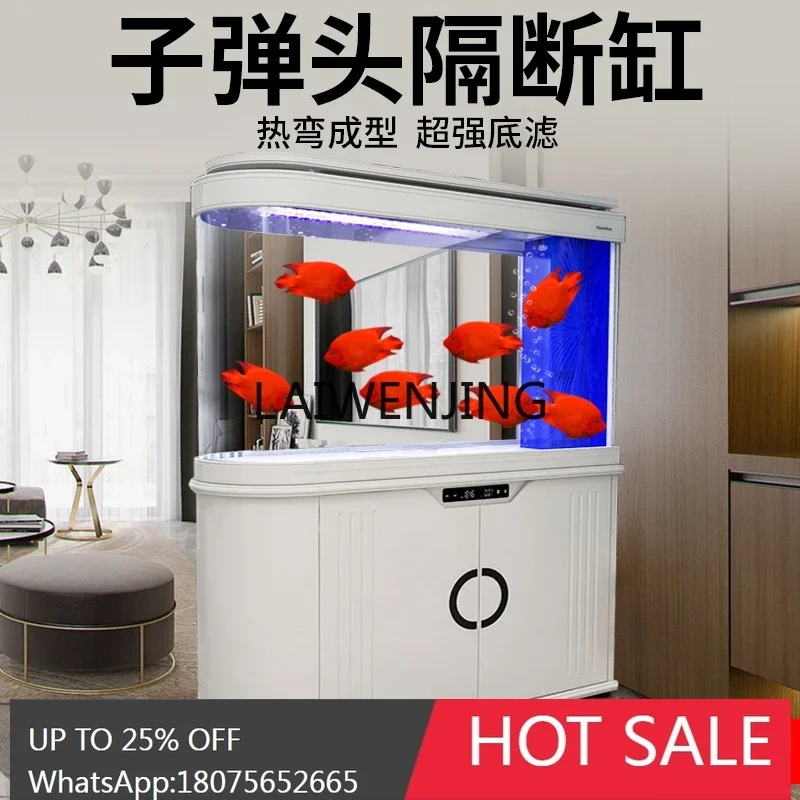 large bullet Chinese ecological aquarium 1.2/1 meter curved goldfish tank screen