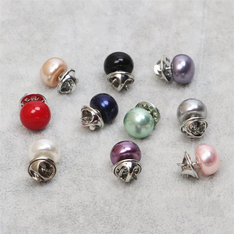 Zircon Fashion Pines for Women All-match Jewelry Accessories 10pcs/lot Imitation Pearl Circle Pin Brooch PU Button Women