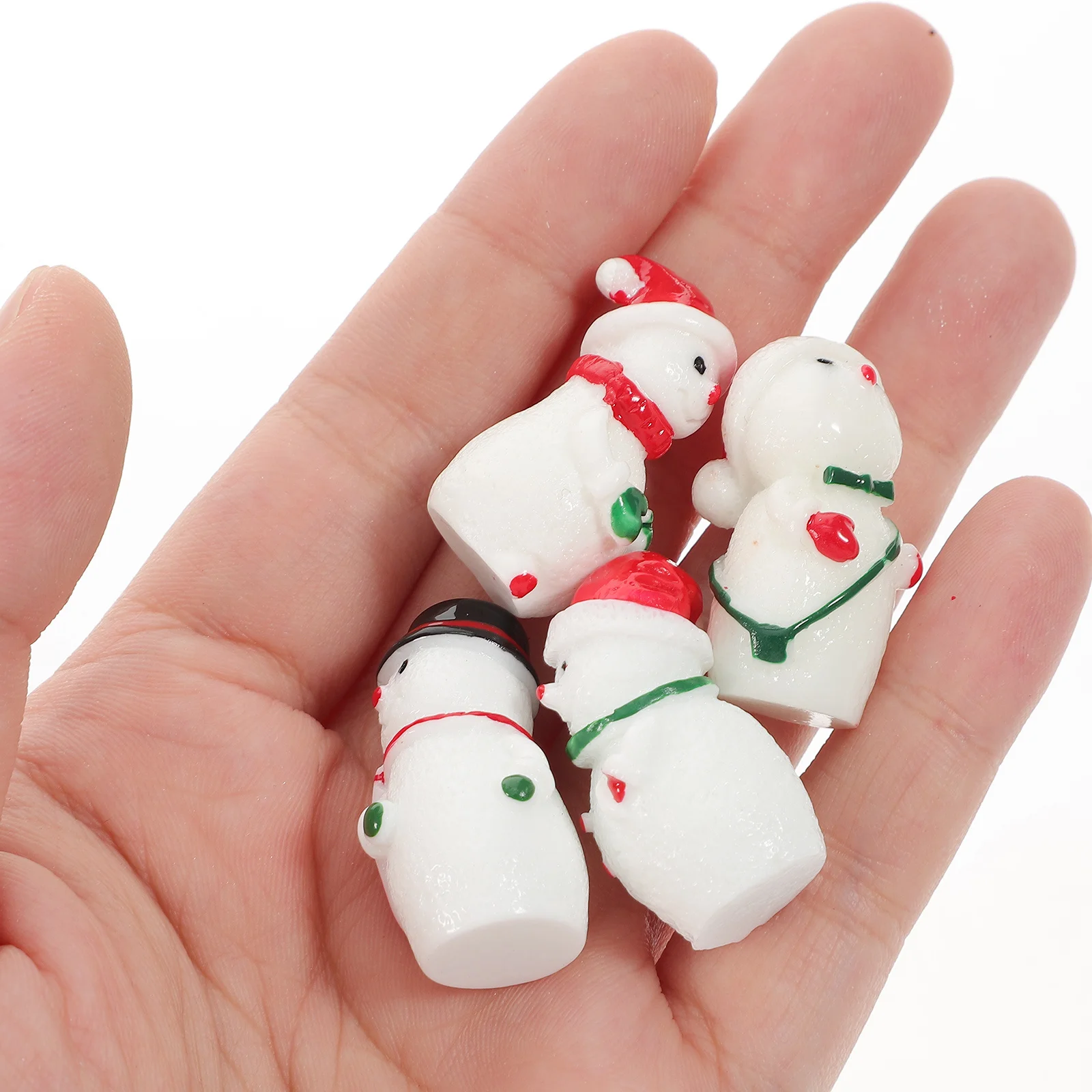 

8Pcs Christmas Snowman Decor Resin Miniature Adorable Table Cabinet Shelf Ornament Micro Landscaping Accessory
