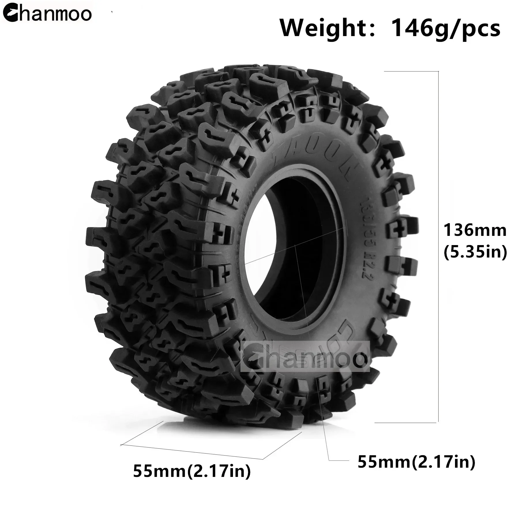 2,2-calowe opony gąsienicowe 136mm gumowe opony błotne dla gąsienica RC 1/10 oś samochodu SCX10 90046 AXI03007 D90 Traxxas TRX4 części zamienne