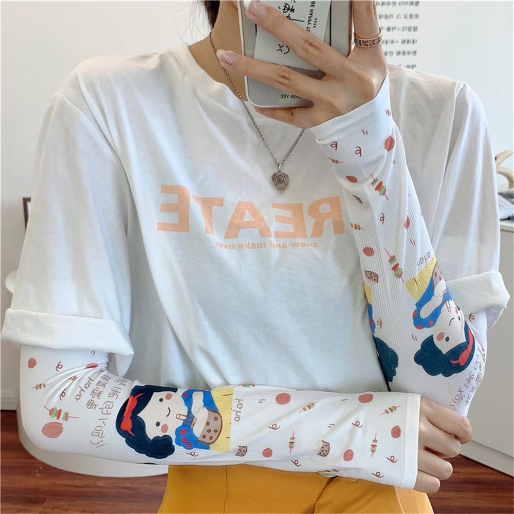 Ladies new printed cartoon Korea Hyuna Lovely Summer sun protection ice silk sleeve ZT019