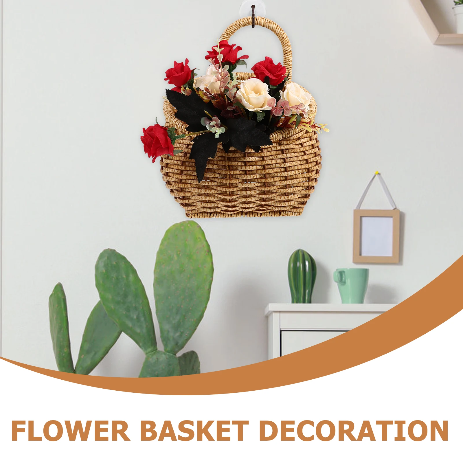 

Woven Kitchen Storage Basket Hanging Wall Basket for Fruit Vegetable Storage Flower Arrangement Hanging Flower Baskets
