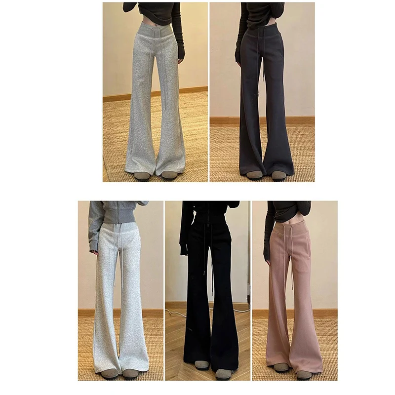 2025 الكلاسيكية الكورية المرأة رقيقة متوهج Sweatpants الفتيات شيك عالية الخصر مستقيم الساق السراويل Hot البيع سيدة بناطيل كاجوال #1