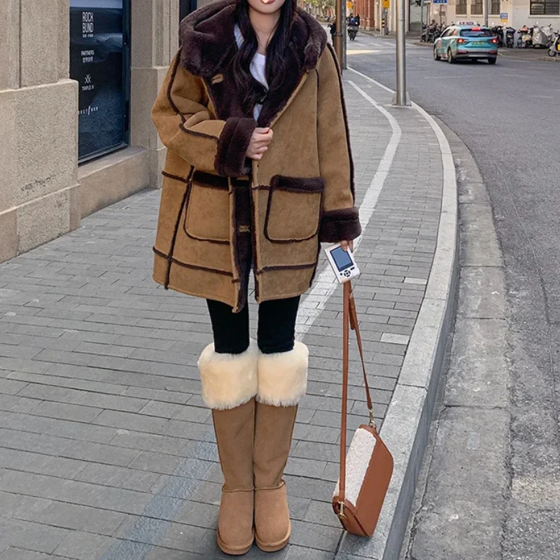 Shearling Coat Women 2024 New Winter Thickened High-End Overcoat