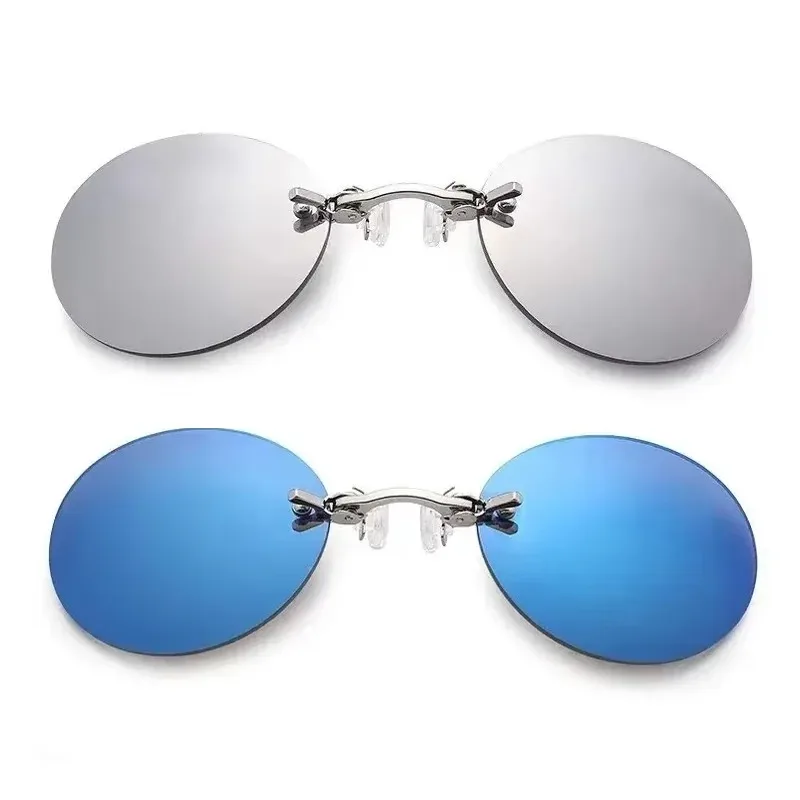 VIEWRING1-2PCS 클립 온 코 안경 라운드 무테 매트릭스 모르페우스 선글라스 미니 프레임리스 빈티지 남성 안경 썸네일 4