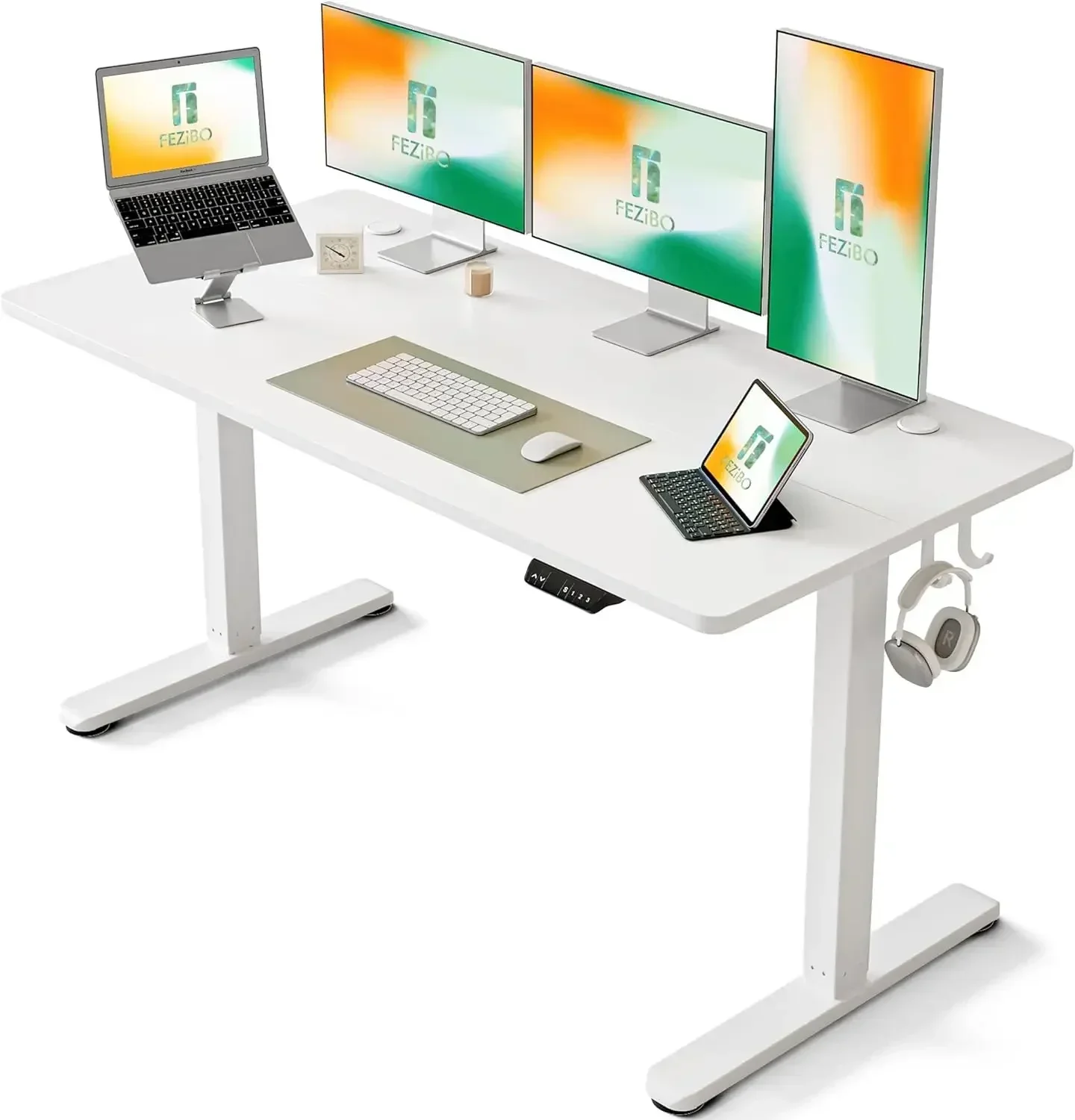 FEZIBO Electric Standing Desk, 60 x 24 Inches Height Adjustable Stand up Desk, Sit Stand Home Office Desk