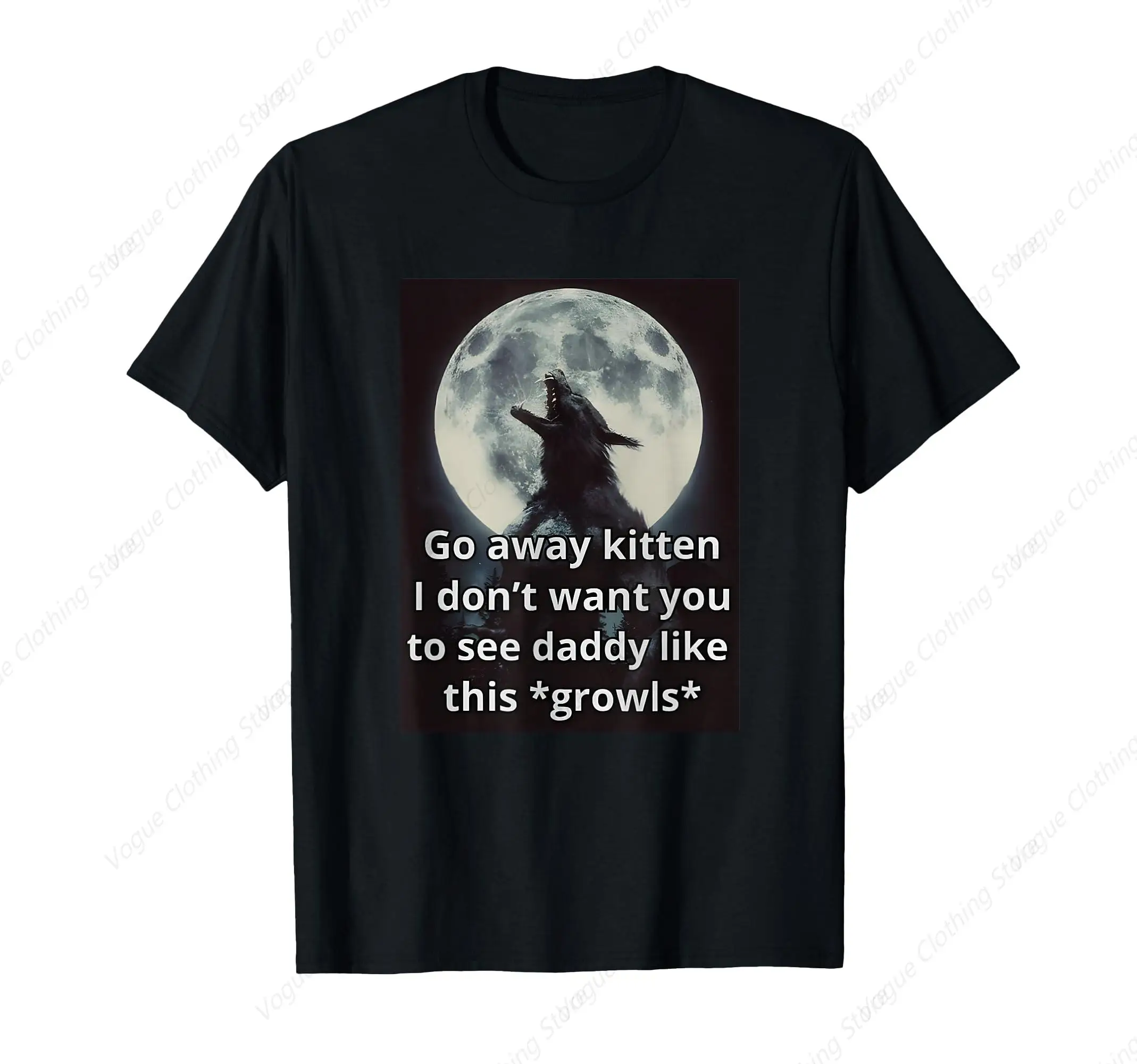 Go Away Kitten Alpha Werewolf Ironic, Weirdcore Irony T-Shirt Short Sleeves Round Neck Outdoor Leisure Daily Tee Soft Tops