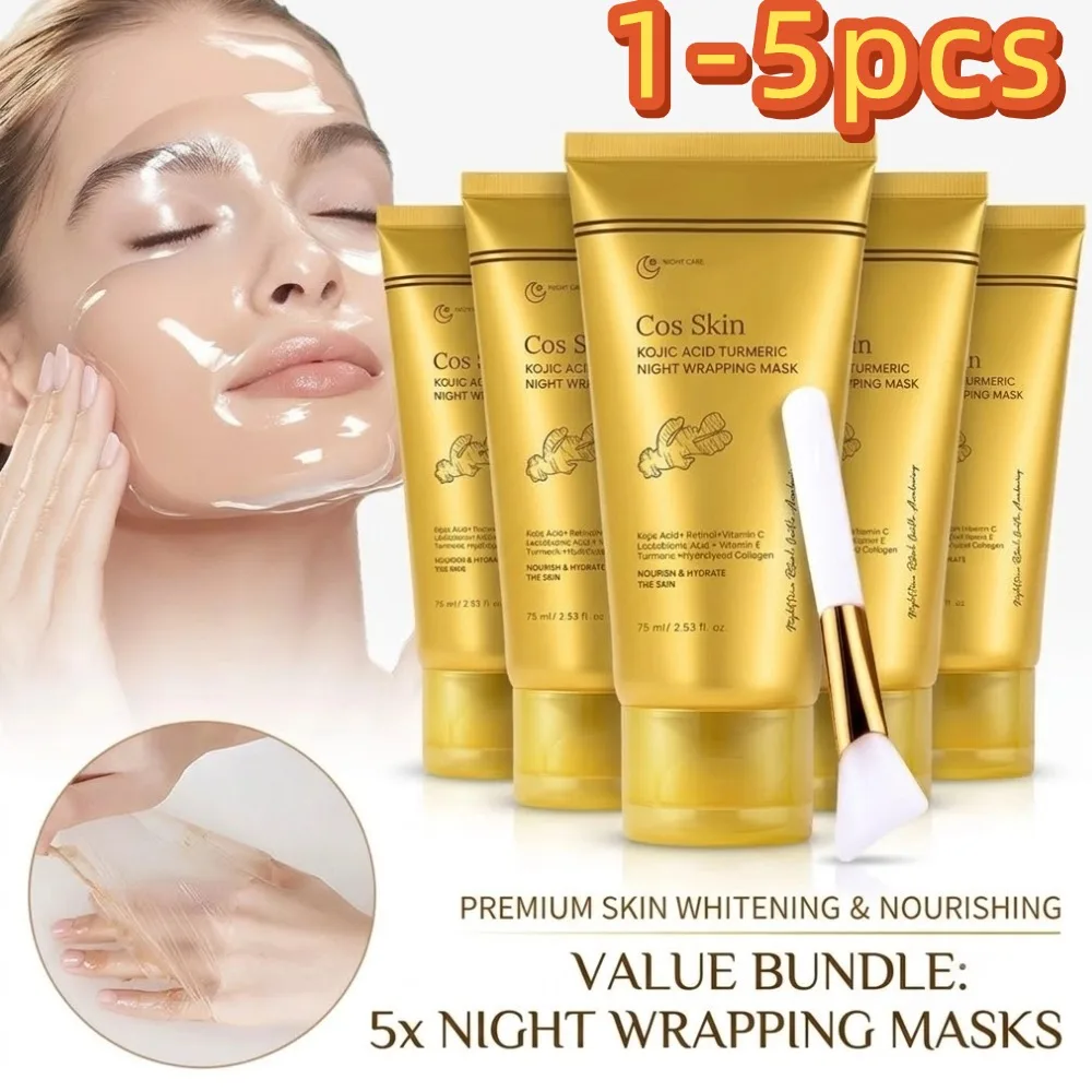 Kojic Acid Turmeric Night Wrapping Mask Peel Off Mask Nourishes Hydrolyzed Collagen Glowing Skin Firmnes Women Skin Care