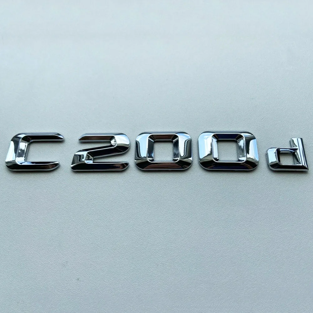 Car Rear Chrome 3D Emblem Lettering Sticker Silver For Mercedes Benz C200d