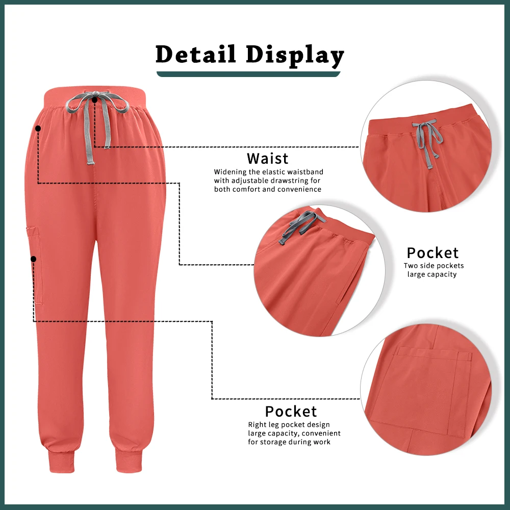 Medische Kleding Vrouwen Elastisch Sneldrogend Arts Verpleegkundige Werkpak Effen Kleur V-hals Zakken Top + Broek Klinische Chirurgie Uniformen