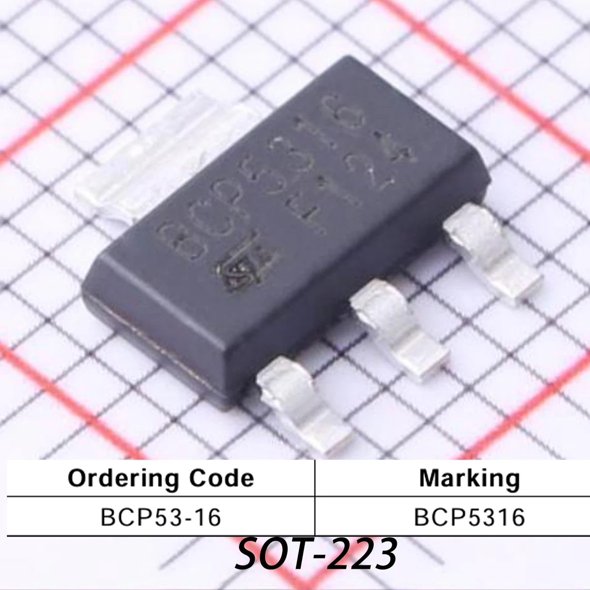 10PCS BCP53-16 Marking BCP5316 SOT-223 1.6W 80V 1A PNP NEW Original Triode (BJT) LOW POWER PNP TRANSISTOR