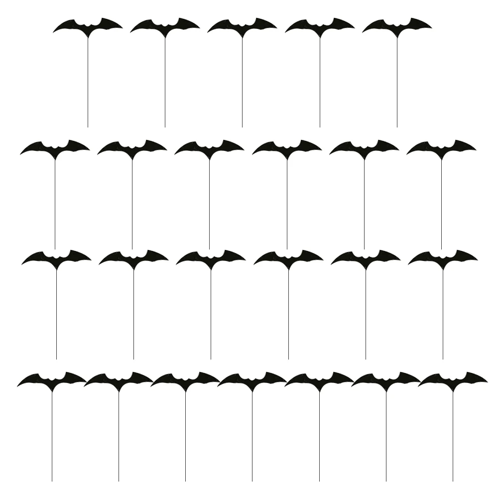 

40pcs Bat Shaped Cake Inserts Halloween Decorations Dessert Toppers Party Props Black Cupcake Picks Cake Decorations