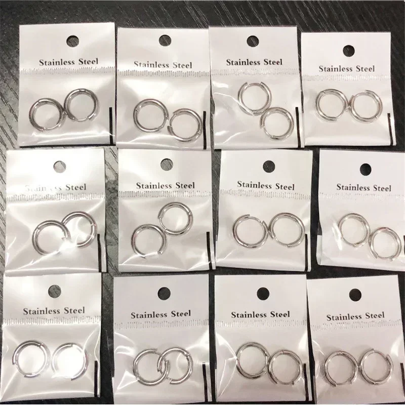 Charmsmic 1 par de pendientes de aro redondos para hombre y mujer, 8mm, 10mm, 12mm, 14mm y 16mm, Piercing para el cuerpo, joyería de estilo Hip Hop coreano