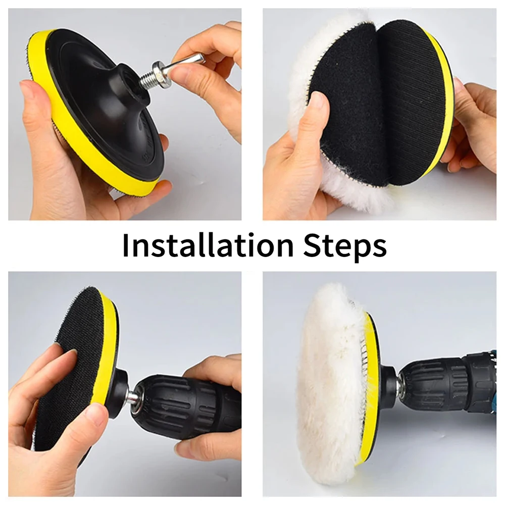 5Pcs 3/4/5/6/7 Inch Car Polish Pad Circle Soft Wool Waxing Buffing Pad Tool Kit  Auto Polishing Detailing Cleaning Goods