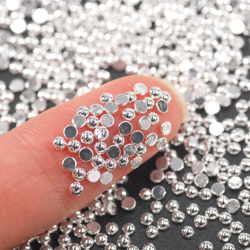 1000Pcs 1MM 1.5MM 2MM Gold and Silver Metal Glitter For Nail Art Decorations The Shape Of Semicircle Flat Base Dot