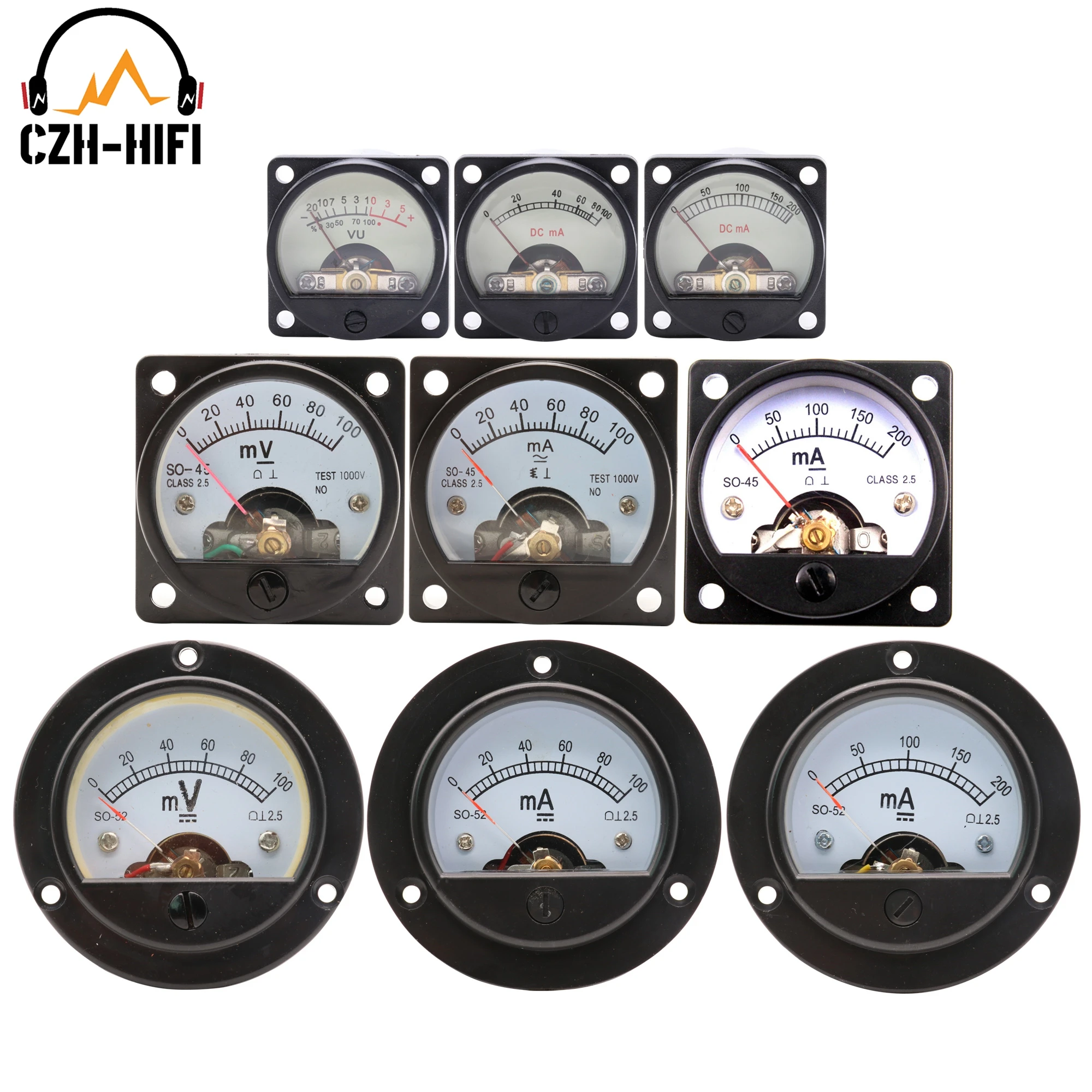 1szt Vintage Miernik panelowy Vu mA mV DC 100mA 200mA 100mV 500uA Amperomierz do wzmacniacza audio DIY HiFi