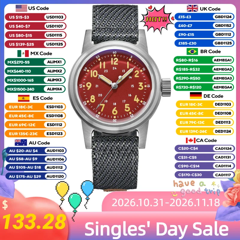 ADDIESDIVE 36mm Automatic Mechanical Women's Watch Super Luminous 20Bar Waterproof Wristwatch Bubble Mirror Glass Wristwatches