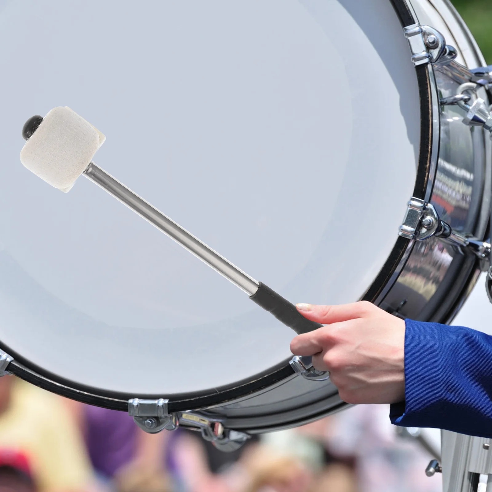 

Felt Head Drum Stick For Bass Drum Wool Felt End Stainless Steel Handle Durable Classic Replacement Accessory Music Instrument