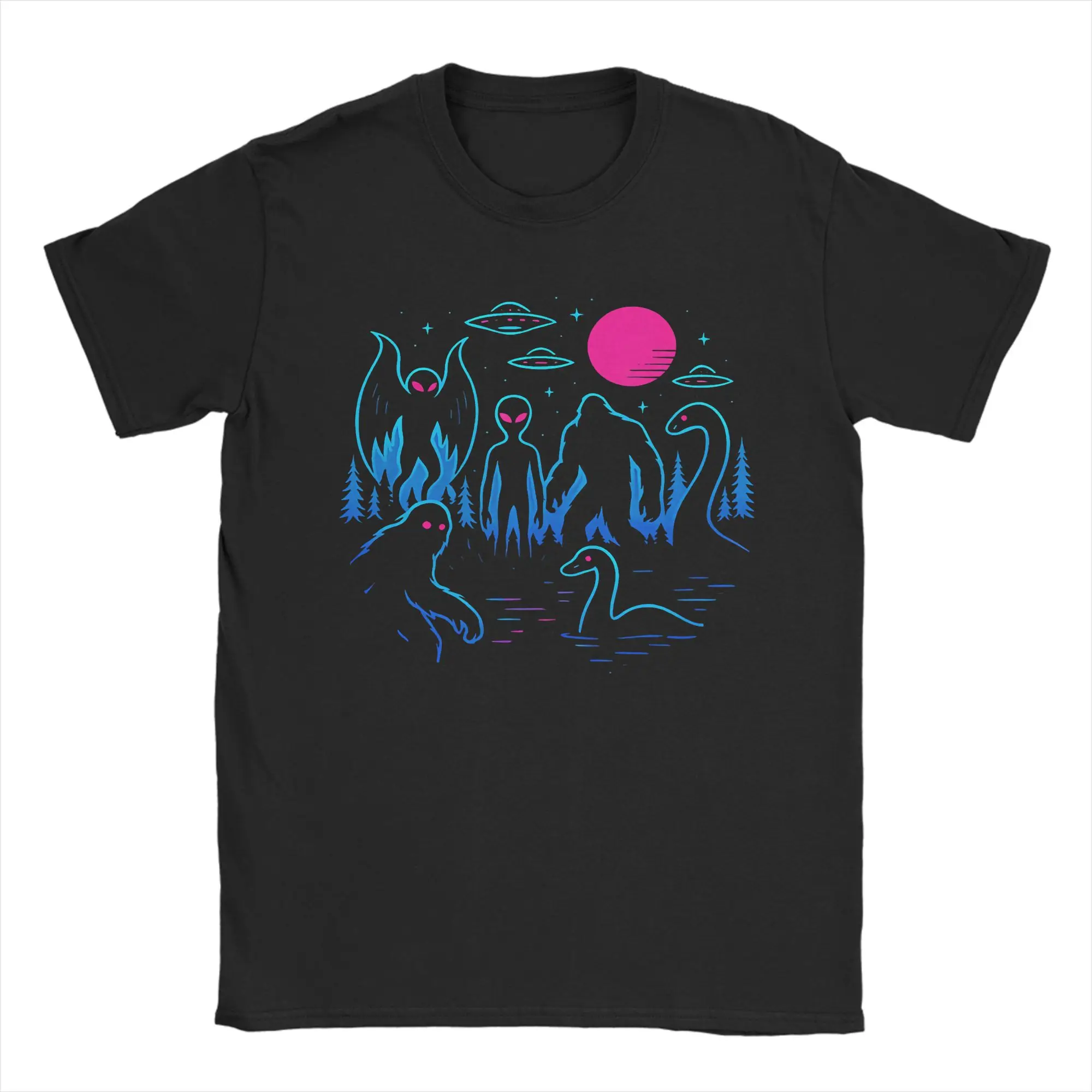 Cryptids Bigfoot Alien Mothman Loch Ness Monster Ufo T-Shirts Men Women  Creative 100% Cotton Tees O Neck Short Sleeve T Shirt