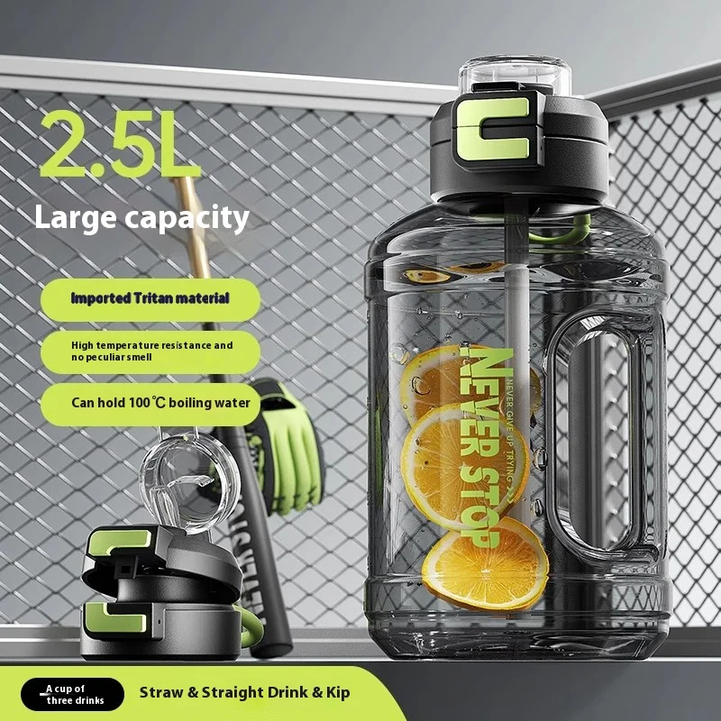 Gianxi Tritan Große Kapazität Große Tonnage Eimer Fitness Wasser Flasche Männer Sport Kunststoff Wasser Flasche Eimer Mit Stroh