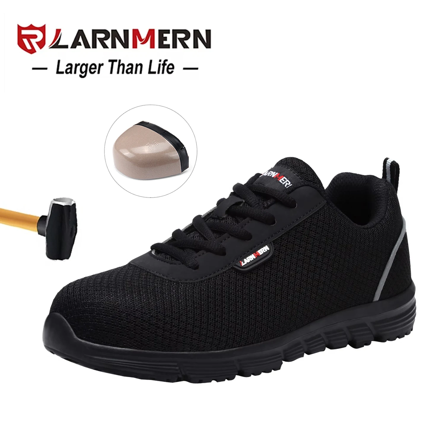 LARNMERN Women's Safety Work Shoes Anti-static Steel Toe Shoes Lightweight Breathable Anti-smashing SRC Non-slip Sneaker