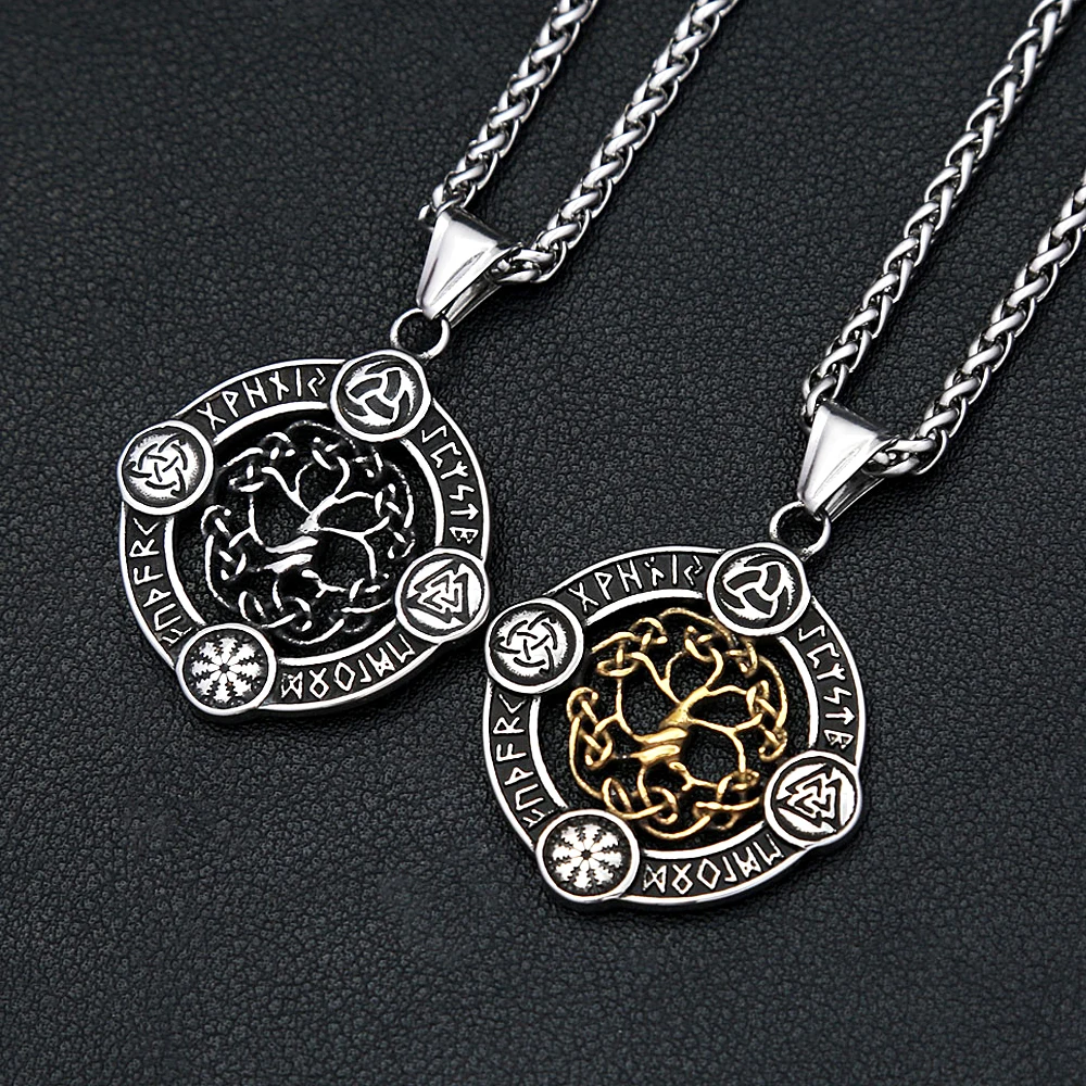 Nordic Rune Baum des Lebens Halsketten Für Männer Frauen 316L Edelstahl Viking Glück Amulett Anhänger Mode Schmuck Dropshipping