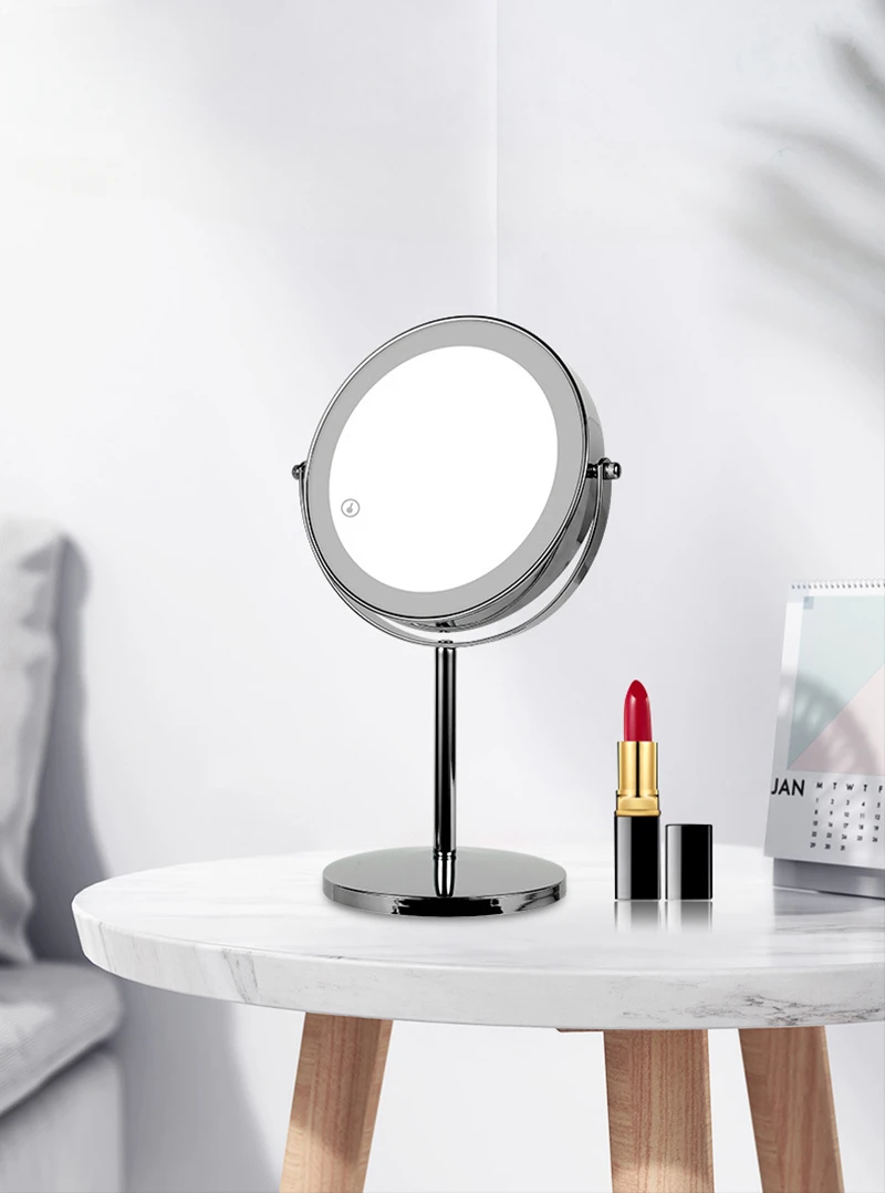 7 inch Makeup Mirror with LED 3 color Lights 7X Magnification Double Sided Vanity Mirror USB Charging Touch Dimming Bath Mirrors