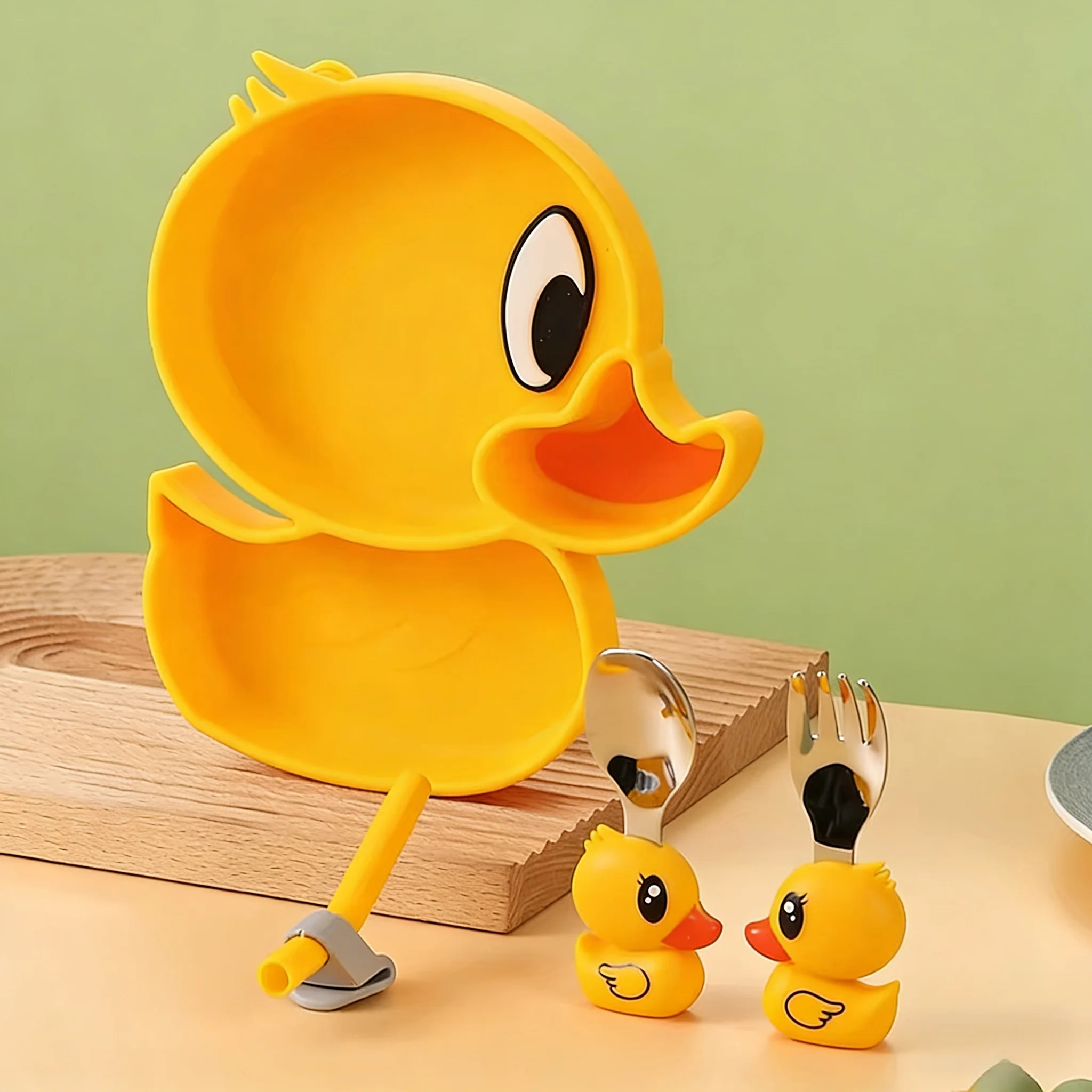 BPA-Free Silicone Baby Plate with Non-Slip Suction Waterproof Feeding Bowl And Children's Cutlery Set Durable Food Dishes for To