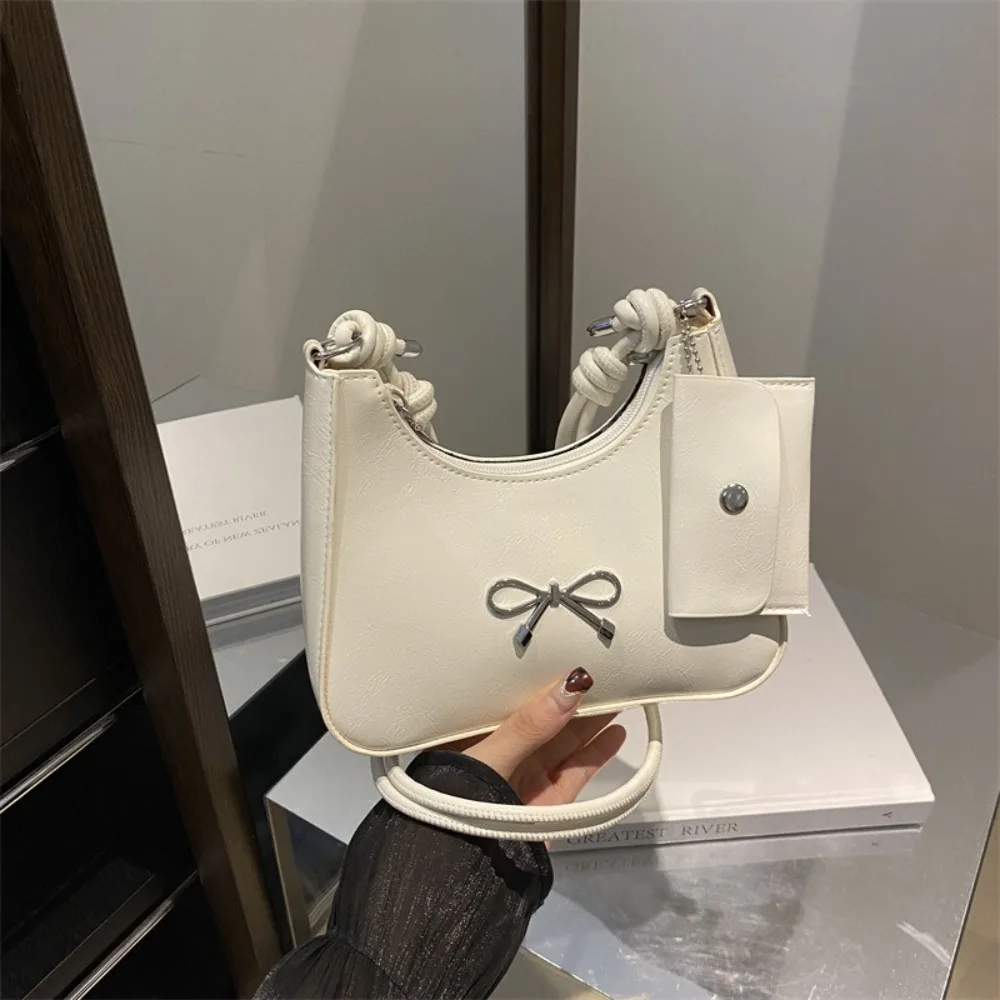 Borsa tote con fiocco temperamento alla moda Borsa a tracolla popolare di grande capacità Borsa sotto le ascelle alla moda