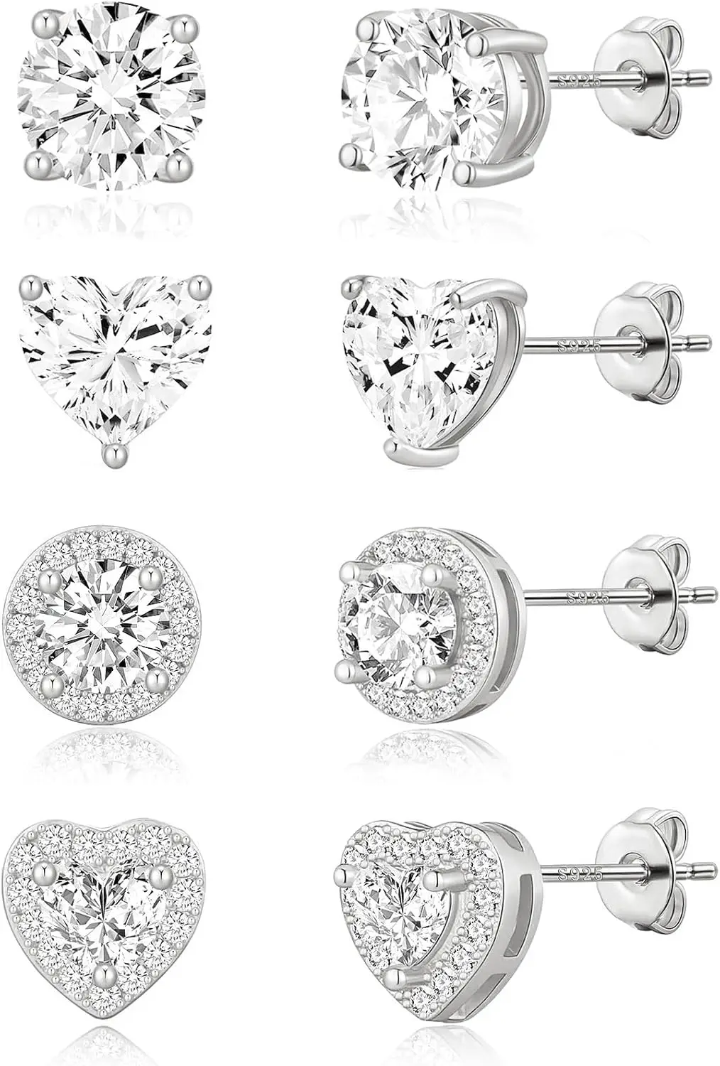 

Sterling Silver Stud Earrings for Women Girls Hypoallergenic Small Sparkling Ear Studs 14K Gold