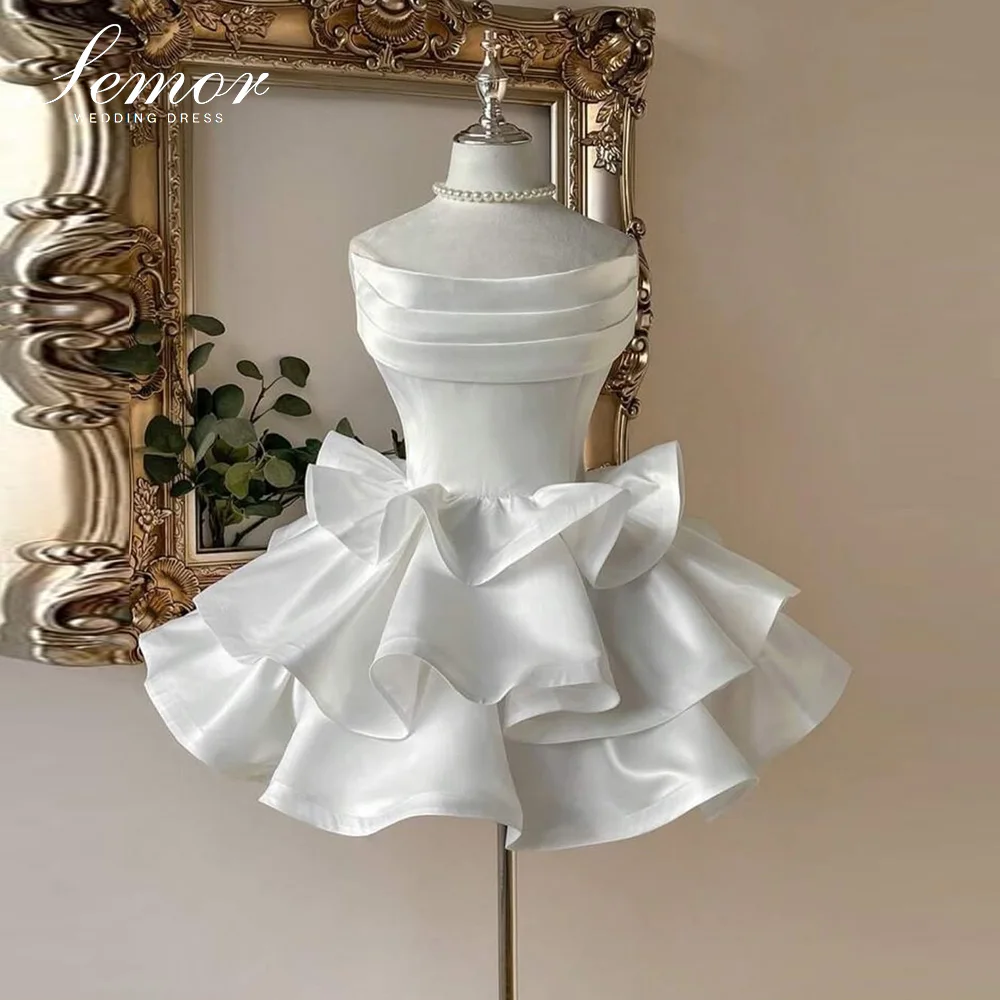 Semor Charming Tiered Wedding Dresses for Women Strapless Sleeveless Pleat Lace Up 2026 Vestidos de Graduacion Party Customized