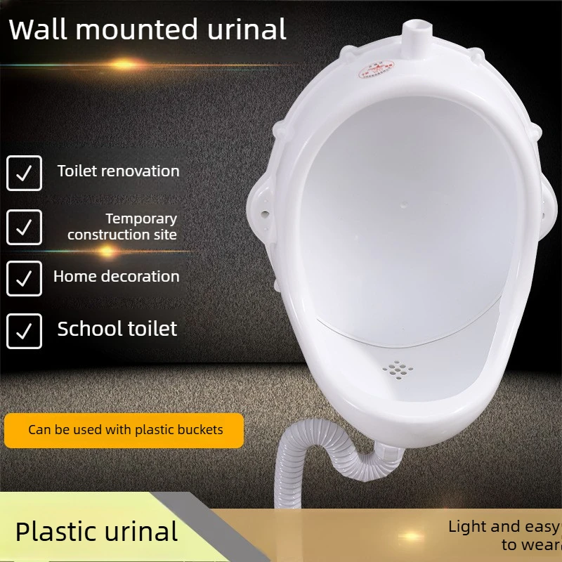 Urinario para Obras de Construcción, Urinario Masculino Simple de Plástico, Urinario de Pared, Urinario Temporal con Recipiente de Plástico de 20 Litros