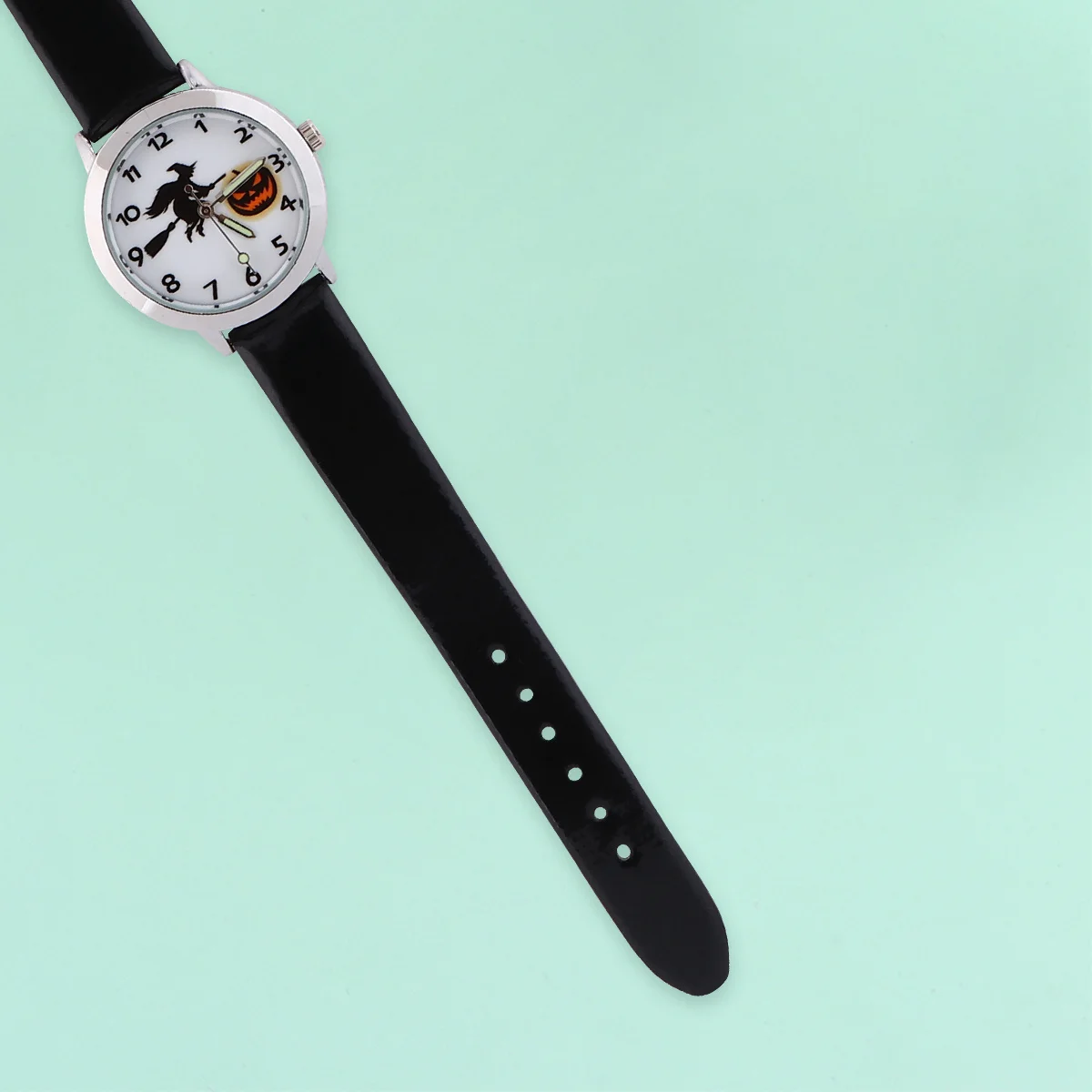 

1Pcs Luminous Pointer Kids Watch with Witch and Pumpkin Motif Fashion Quartz Wrist Watch for Boys Girls Night Time Use Black