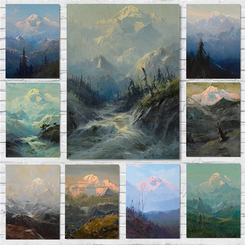 سيدني لورانس يعمل جبل ماكنلي المشهد المشارك الرومانسية يطبع حائط لوح رسم الفن صور ديكور غرفة المنزل #1
