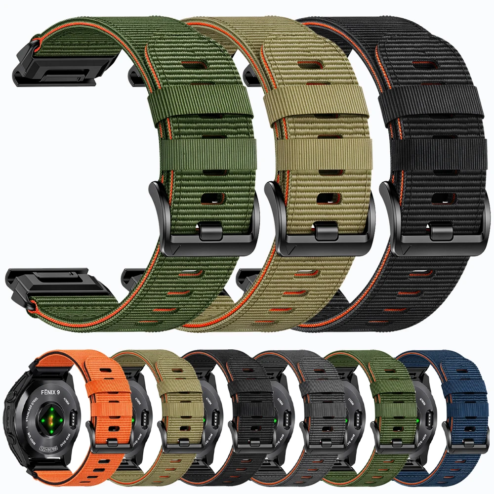 22mm 26mm Nylon Strap For Garmin Fenix 9 Pro Solar E 8 7X 7 Pro/6X 6/Enduro 4 3/Instinct 3 2X/Epix Pro Sport QuickFit Watch Band