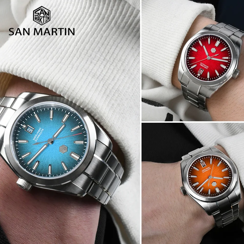 سان مارتن الأصلي الجديد 39 مللي متر الأعمال الفاخرة ساعة رجالي ميوتا 9015 تصميم الرجال التلقائي الميكانيكية مضيئة ساعات مقاومة للماء