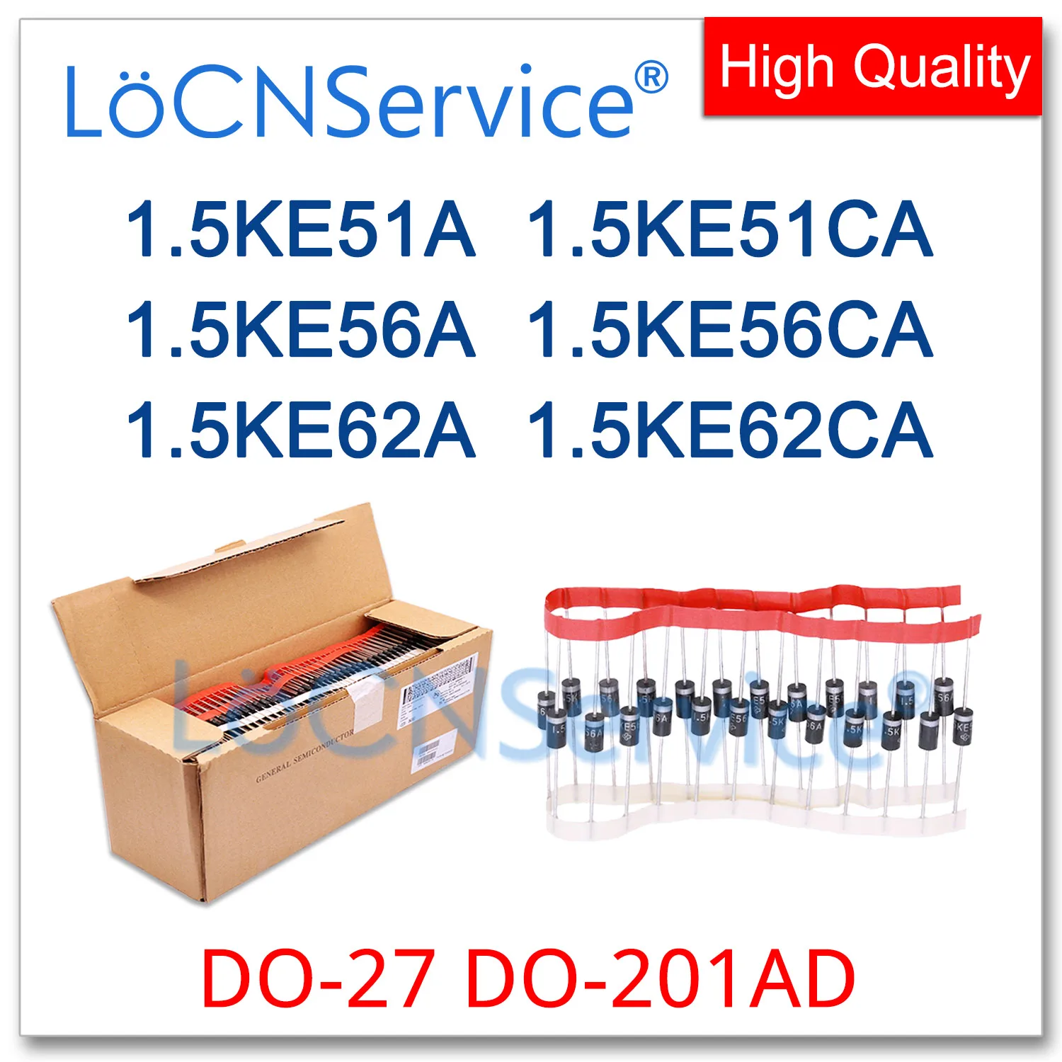 

LoCNService 300 шт. 1000 1.5KE51A 1.5KE51CA 1.5KE56A 1.5KE56CA 1.5KE62A 1.5KE62CA DO-201AD UNI BI DIP Высокое качество 1.5KE телевизоры