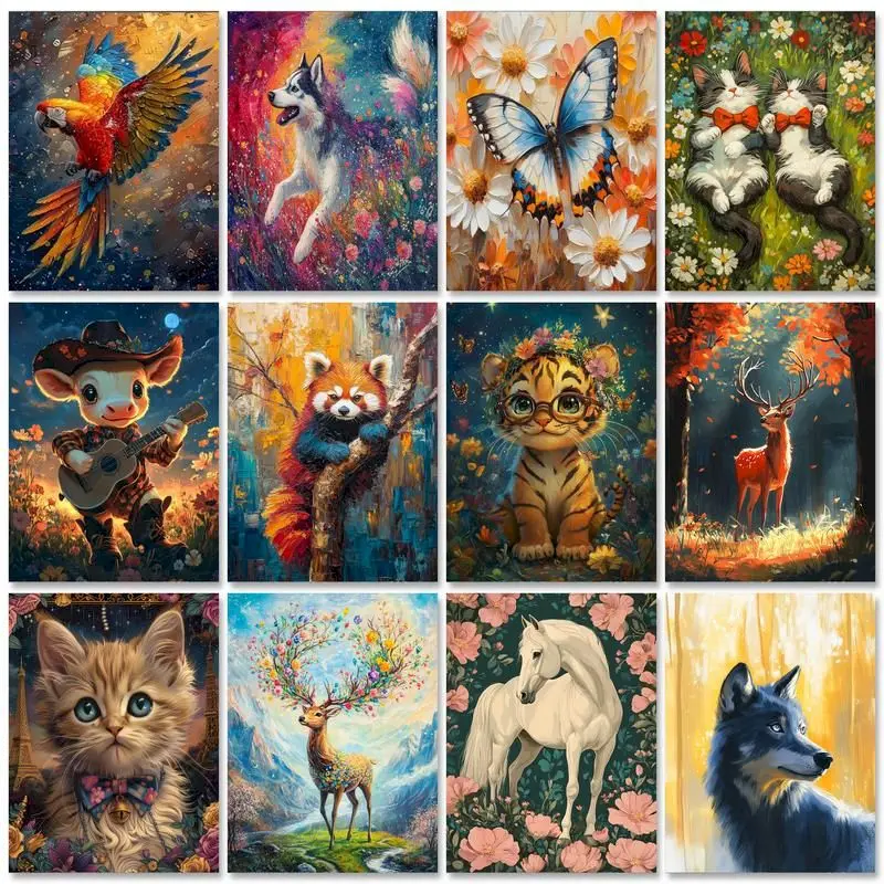 

GATYZTORY Acrylic Paint By Numbers Kits Animals On Canvas For Adults Handmade Numbers Painting Artwork For Home Decors