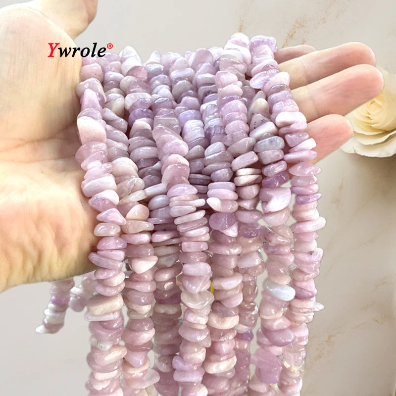 Rohe, unbehauene 8-12mm Natur-Edelstein-Kunzit-Perlen für die Schmuckherstellung, DIY-Halsketten, Armbänder, Charms und Zubehör, 15''