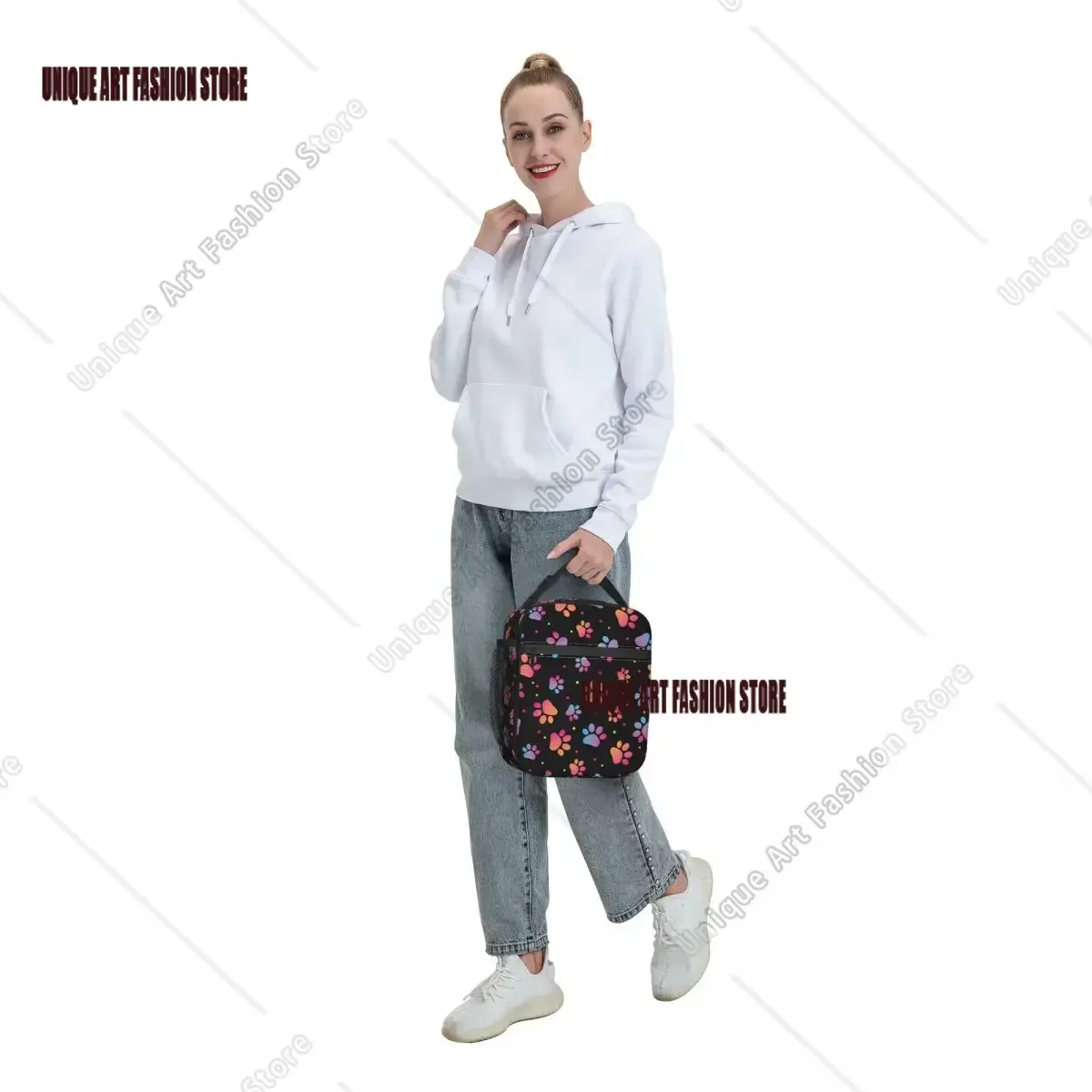 Animal Paw Pattern Insulated Lunch Bags Leakproof Cute Footprint Reusable Thermal Bag Tote Lunch Box Beach Picnic Men Women