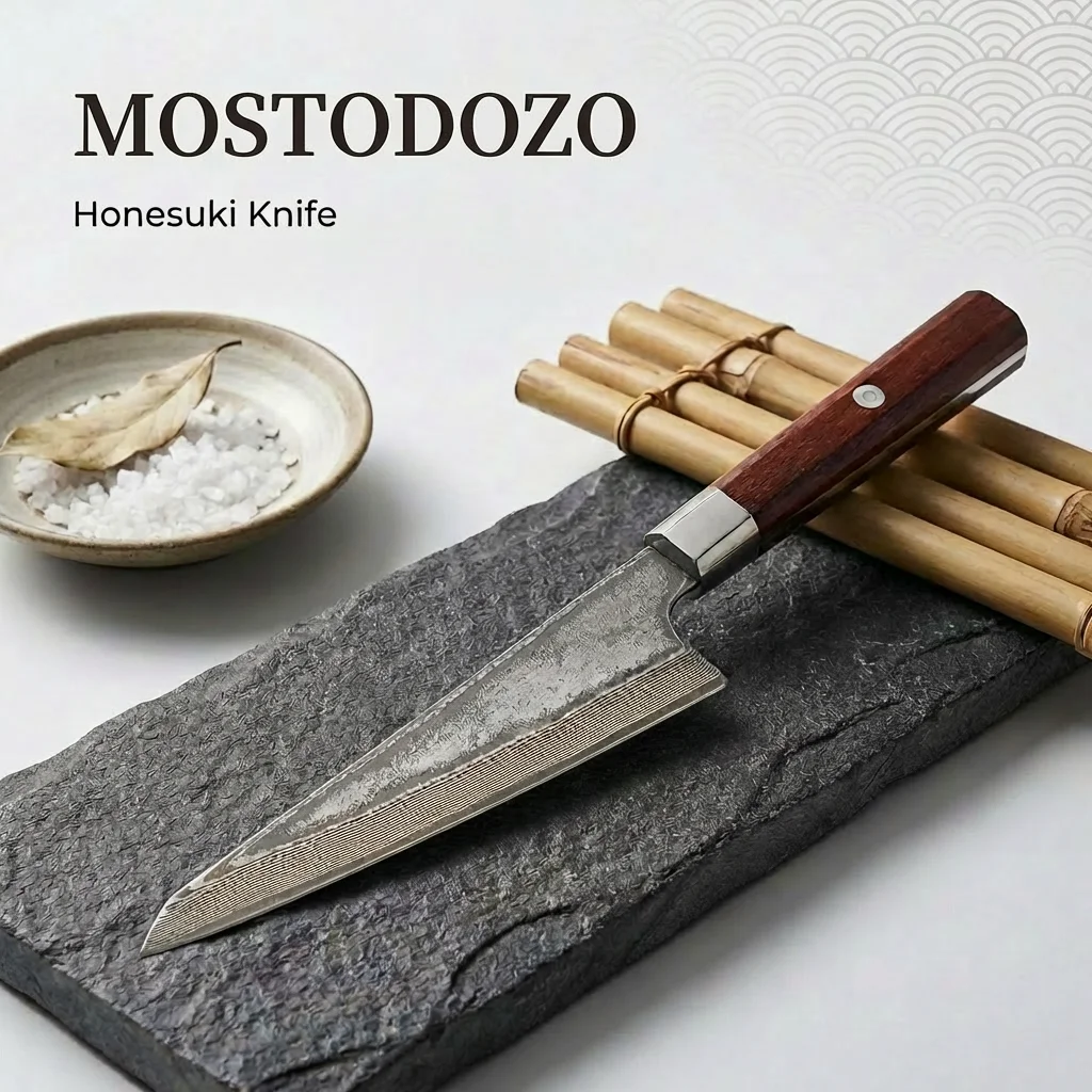 MOSTODOZO 6-inch Japanese Honesuki Chef Knife 67-Layer Damascus Steel Handmade Professional Kitchen Knife Utility Cooking Tools
