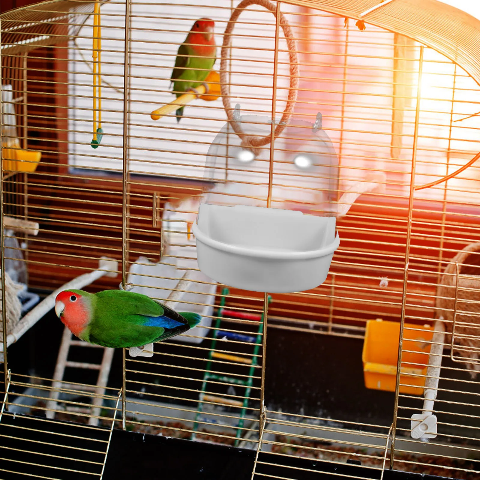 

Budgie Tub Bath Bird for Cage Parakeet Water Dispenser Small inside White Bathtub