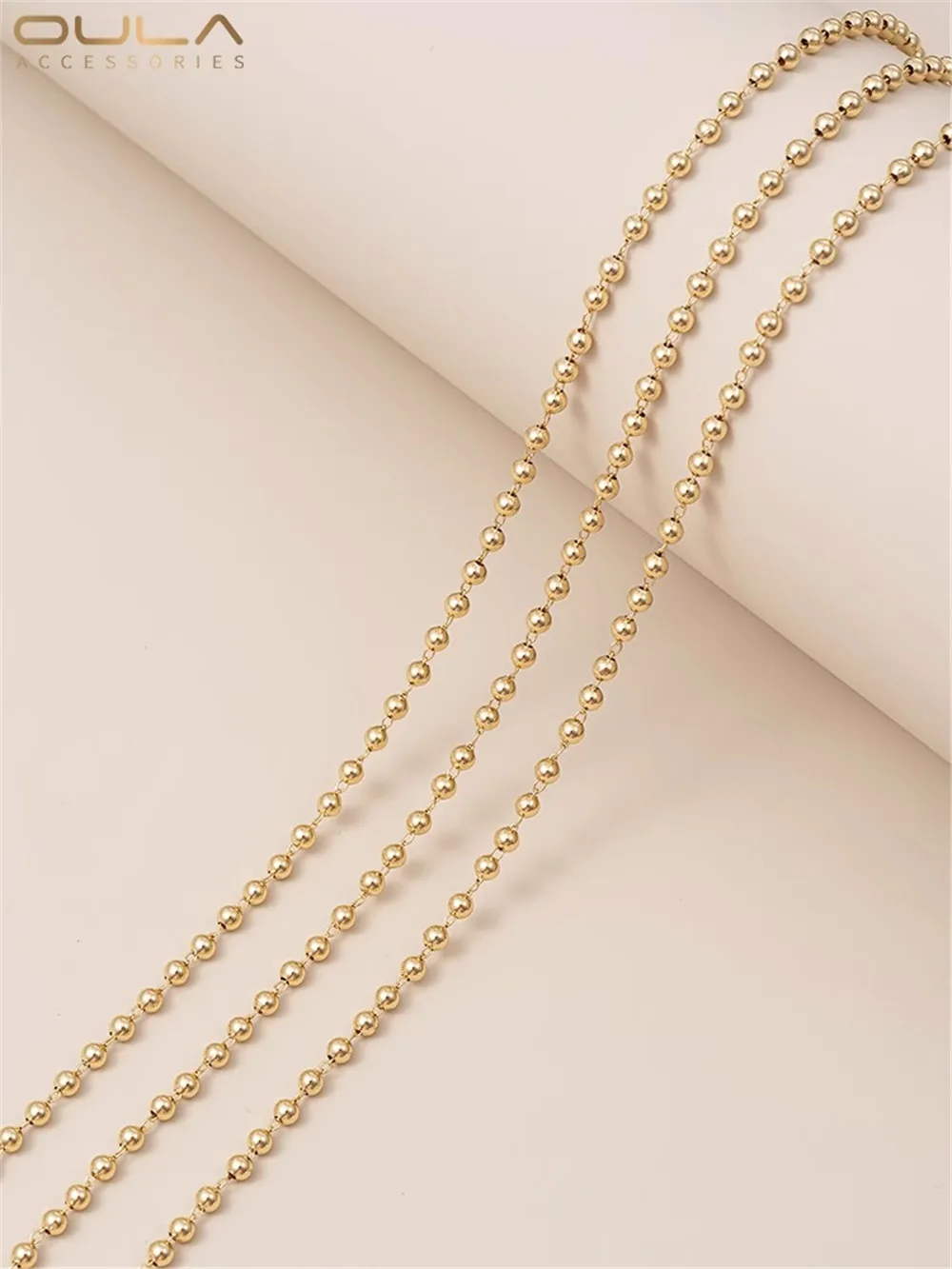 

Color Preserved 14K Gold Bead Chain 3mm Round Bead Chain Handmade Loose Chain DIY Bracelet Necklace Accessories Material