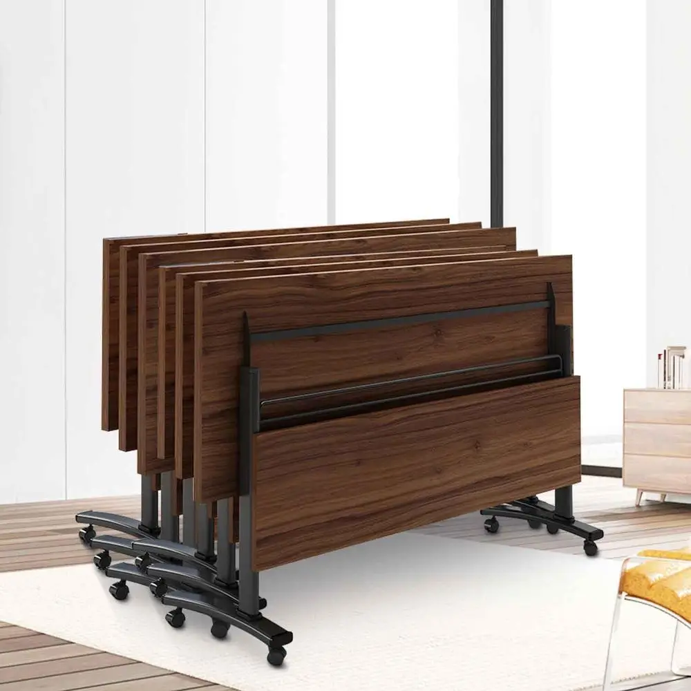 

55.1 Mobile Training Seminar Table with Wheels, Durable Metal Frame for Conference Rooms