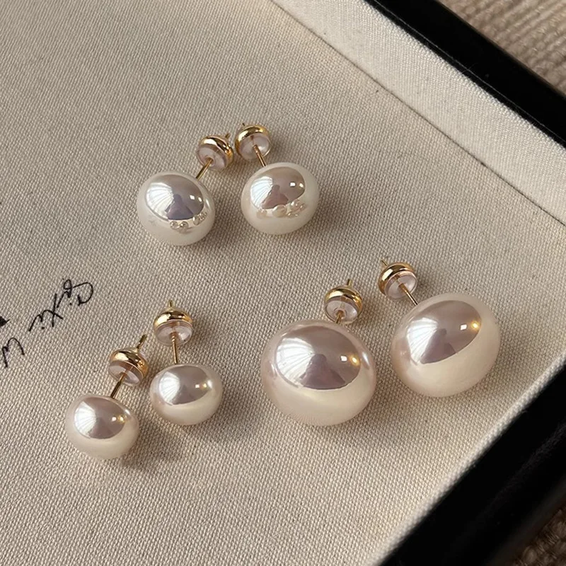 

925 Sterling Silver Jewelry Women Fashion Milky White Pearl Stud Earrings Gift for Girls and Lady