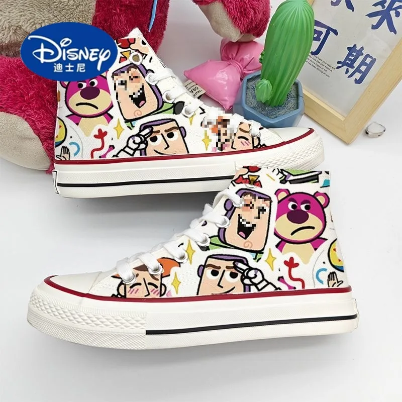 

2025 Disney Pixar High Top Canvas Sneakers | Buzz Lightyear, Mike & Lotso Print Unisex Couple Shoes for Students