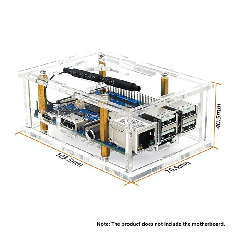 GW-For Orange Pi 4A Case Acrylic Enclosure Transparent Shell With Heatsinks Fan